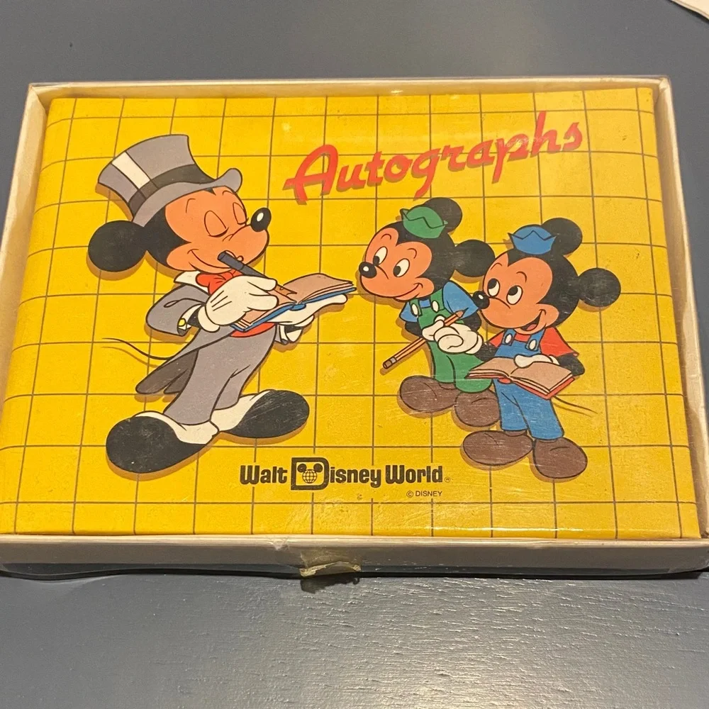 Vintage Disney Yellow Autograph Book with Mickey Mouse Trio - Picture 1 of 3